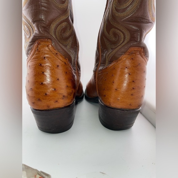 Vintage Tony Lama Exotic Ostrich Quill Western Cowboy Boots 8 D Made in USA - Picture 8 of 14